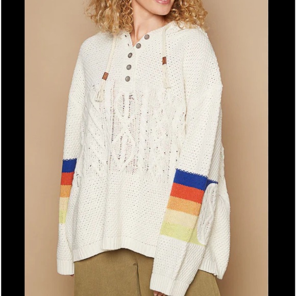 POL Hooded Sweater with Colorful Stripes NWT - Picture 6 of 12